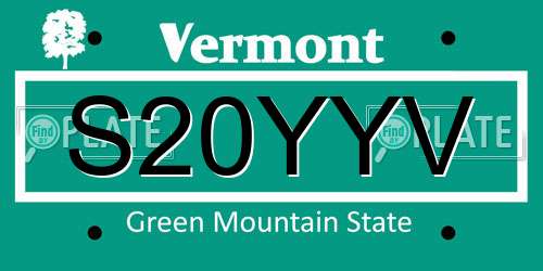 S20YYV Vermont License Plate