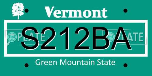 S212BA Vermont License Plate