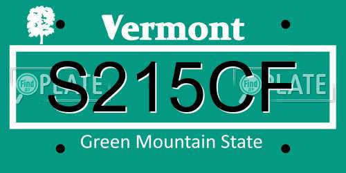 S215CF Vermont License Plate