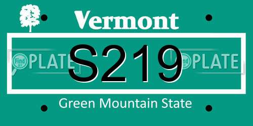 S219 Vermont License Plate