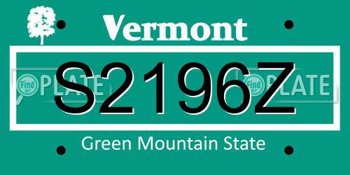 S2196Z Vermont License Plate