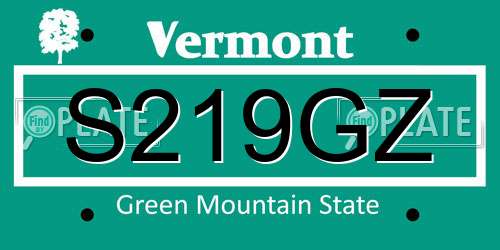 S219GZ Vermont License Plate