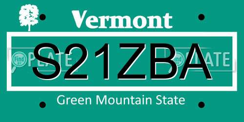 S21ZBA Vermont License Plate