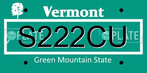 S222CU Vermont License Plate