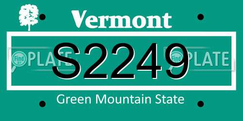 S2249 Vermont License Plate