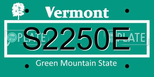 S2250E Vermont License Plate