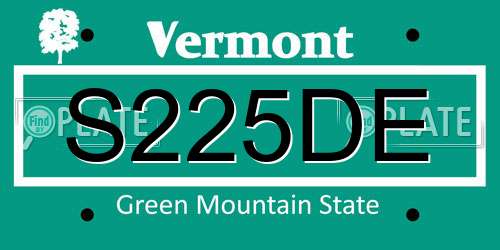 S225DE Vermont License Plate