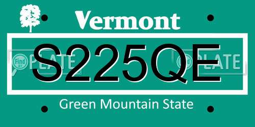 S225QE Vermont License Plate