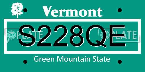 S228QE Vermont License Plate