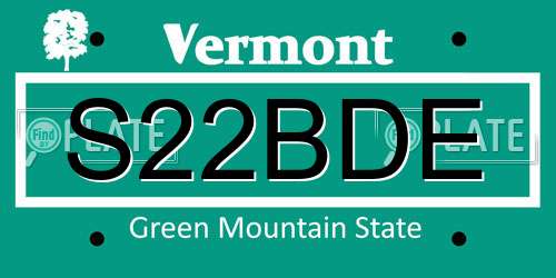 S22BDE Vermont License Plate