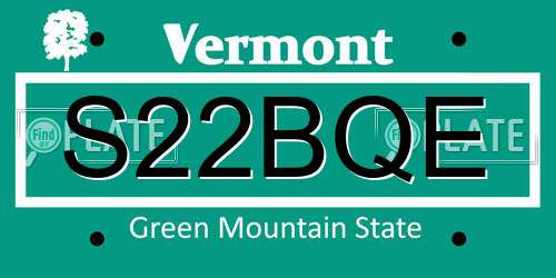 S22BQE Vermont License Plate