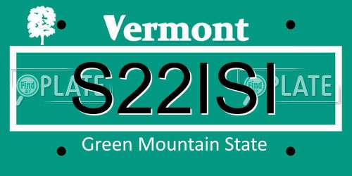 S22ISI Vermont License Plate