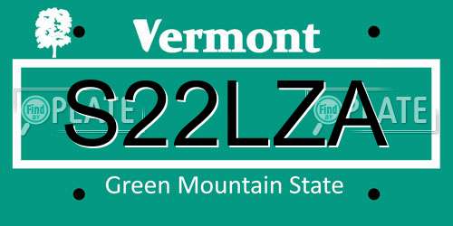 S22LZA Vermont License Plate