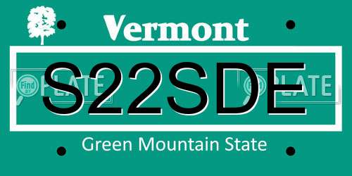 S22SDE Vermont License Plate