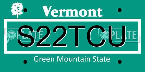 S22TCU Vermont License Plate