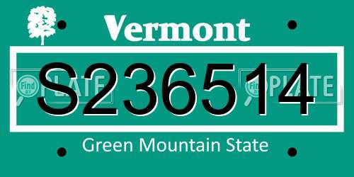 S236514 Vermont License Plate