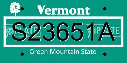 S23651A Vermont License Plate