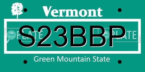 S23BBP Vermont License Plate