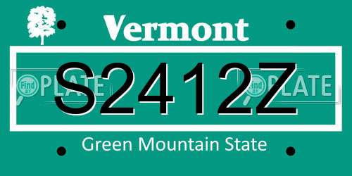 S2412Z Vermont License Plate