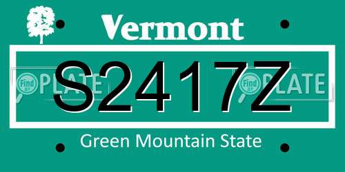 S2417Z Vermont License Plate