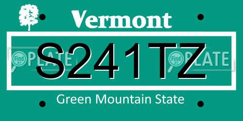 S241TZ Vermont License Plate
