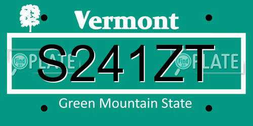 S241ZT Vermont License Plate