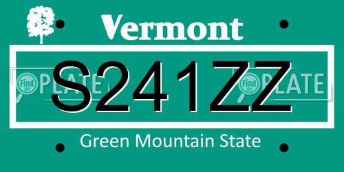 S241ZZ Vermont License Plate