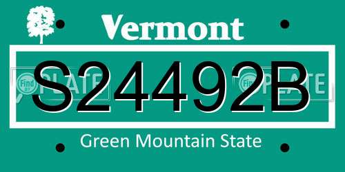 S24492B Vermont License Plate
