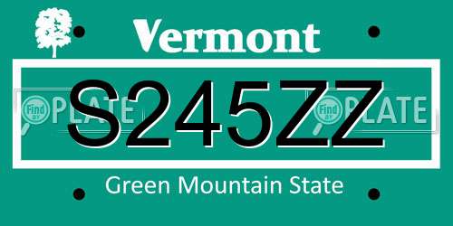 S245ZZ Vermont License Plate
