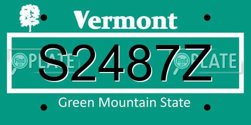 S2487Z Vermont License Plate