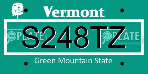 S248TZ Vermont License Plate