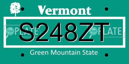 S248ZT Vermont License Plate
