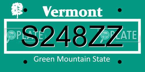 S248ZZ Vermont License Plate