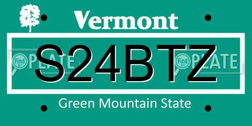 S24BTZ Vermont License Plate