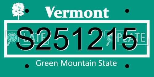 S251215 Vermont License Plate