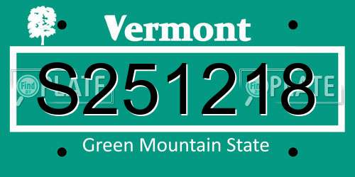 S251218 Vermont License Plate