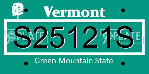 S25121S Vermont License Plate