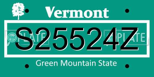 S25524Z Vermont License Plate