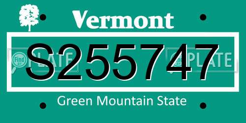 S255747 Vermont License Plate