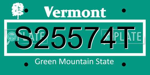 S25574T Vermont License Plate