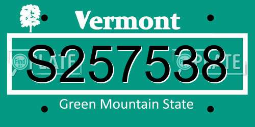 S257538 Vermont License Plate