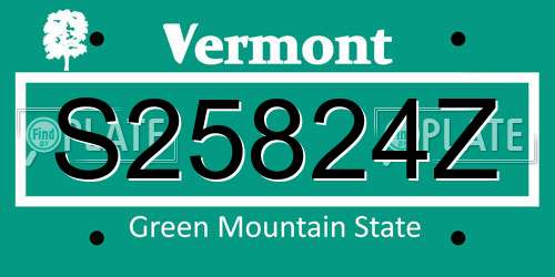 S25824Z Vermont License Plate