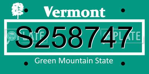 S258747 Vermont License Plate