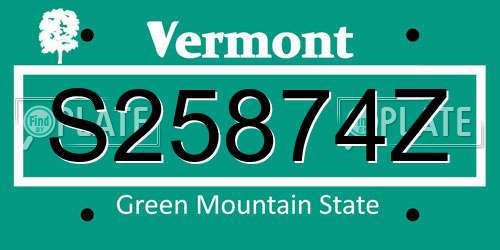 S25874Z Vermont License Plate