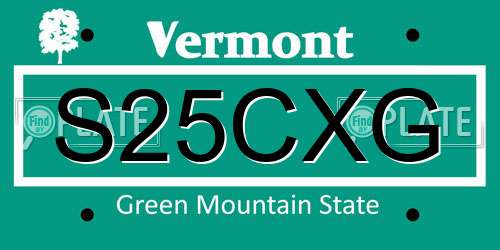 S25CXG Vermont License Plate