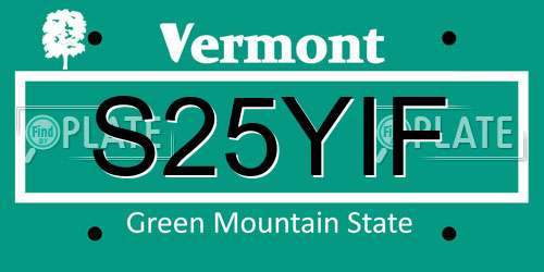 S25YIF Vermont License Plate