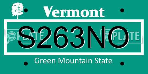 S263NO Vermont License Plate
