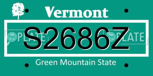 S2686Z Vermont License Plate