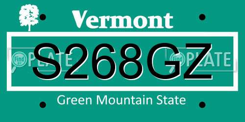 S268GZ Vermont License Plate