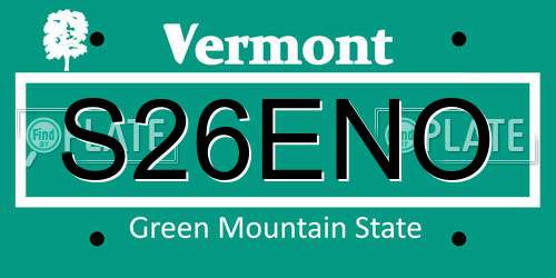 S26ENO Vermont License Plate